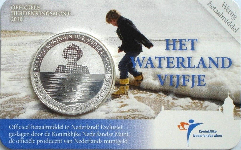 Nederland 5 euro 2010 (UNC, Waterland vijfje coincard), Ophalen of Verzenden, Koningin Beatrix, Euro's