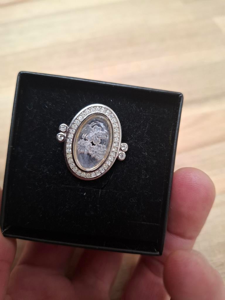 Pierre Lang design ring, gerhodiniseerd, maat VI, Met kristal, Overige materialen, Ophalen of Verzenden, Dame