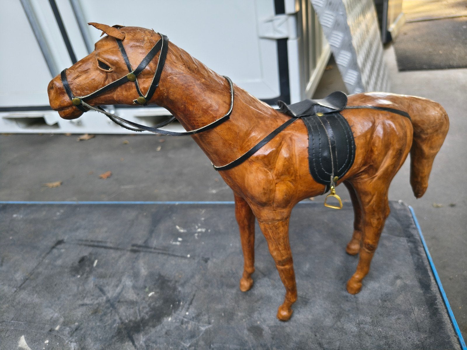 Vintage Lederen Paard Deco met Zadel en Hoofdstel, Ophalen of Verzenden