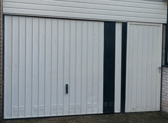 garagedeur, kanteldeur 250 cm en loopdeur 90 cm, Ophalen, Gebruikt, 120 cm of meer, Garagedeur