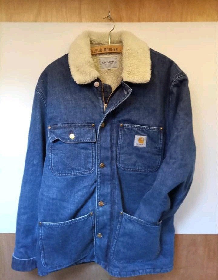 Carhartt denim jacket met sherpa voering – nieuwstaat - L, Ophalen of Verzenden, Zo goed als nieuw, Maat 48/50 (M), Blauw