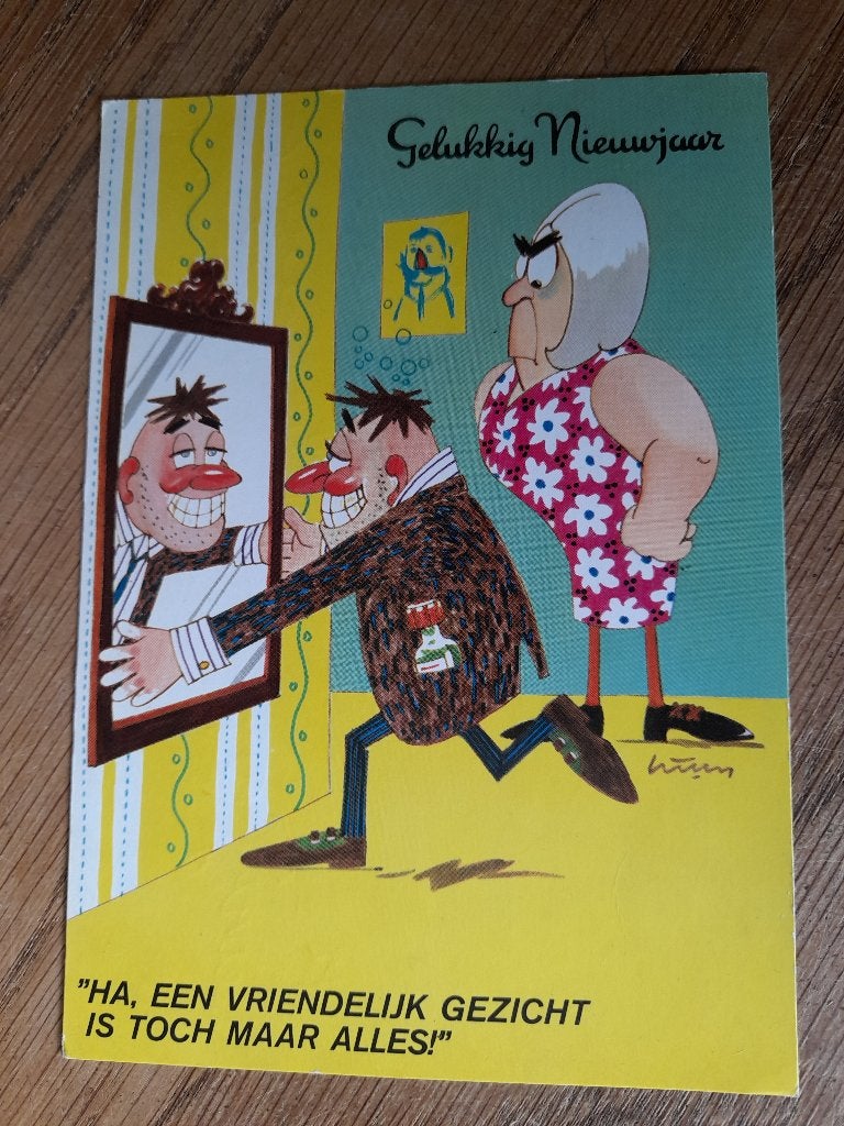 BESCHREVEN ANSICHTKAART GELUKKIG NIEUWJAAR MET SPREUK, Ophalen of Verzenden, 1960 tot 1980, Gelopen, Overijssel