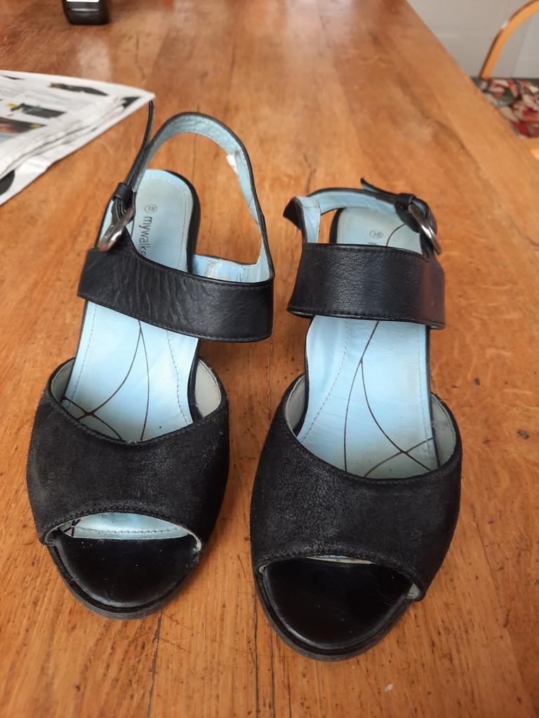 Sandaaltjes met hak (maat 38), Kleding | Dames, Mywalker, Zwart, Gedragen, Sandalen of Muiltjes