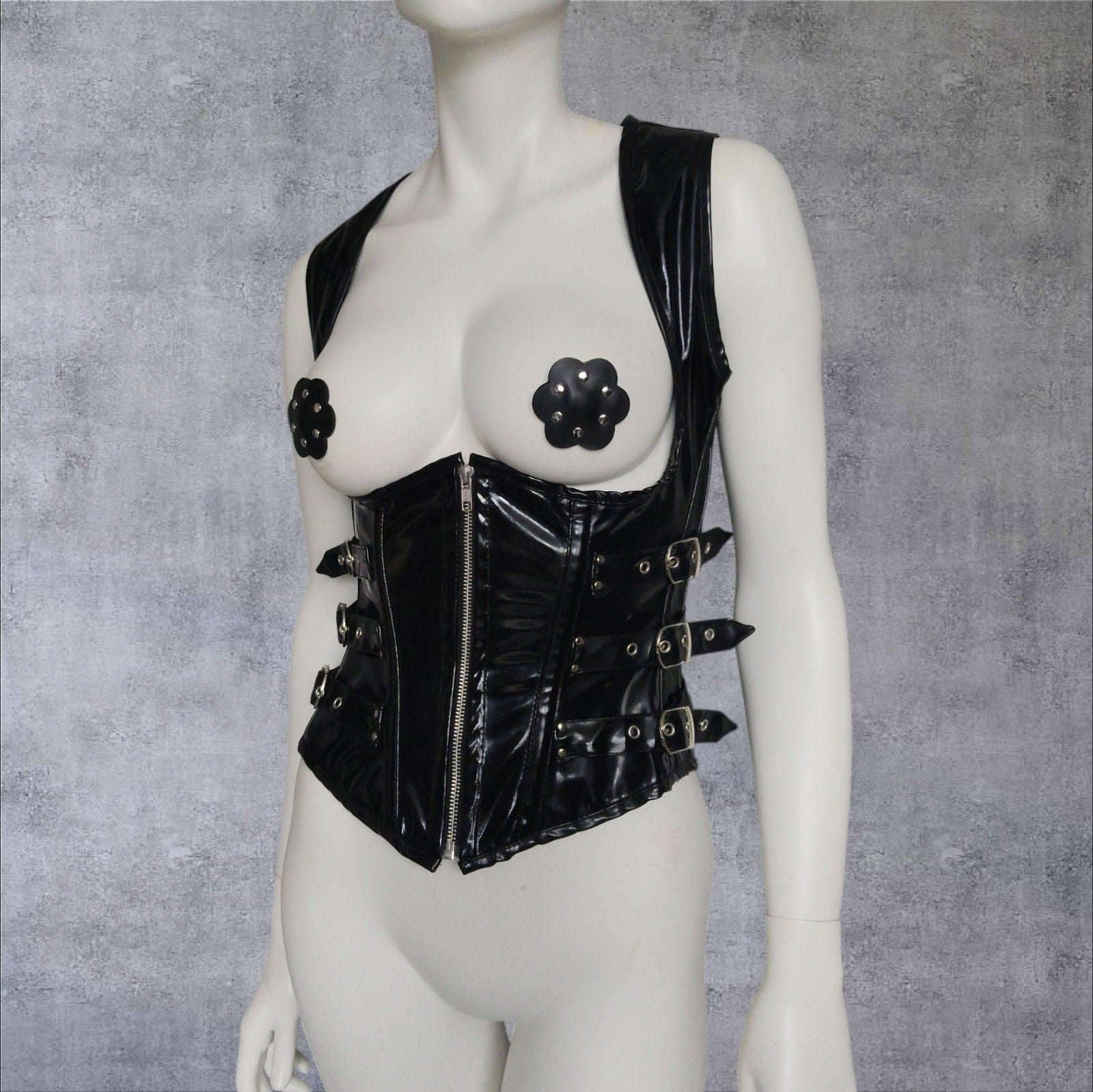 NIEUW korset met halterhals zwart PVC,Merk Burleska mt 36/38, Burleska, Ophalen of Verzenden, Zwart, Body of Korset