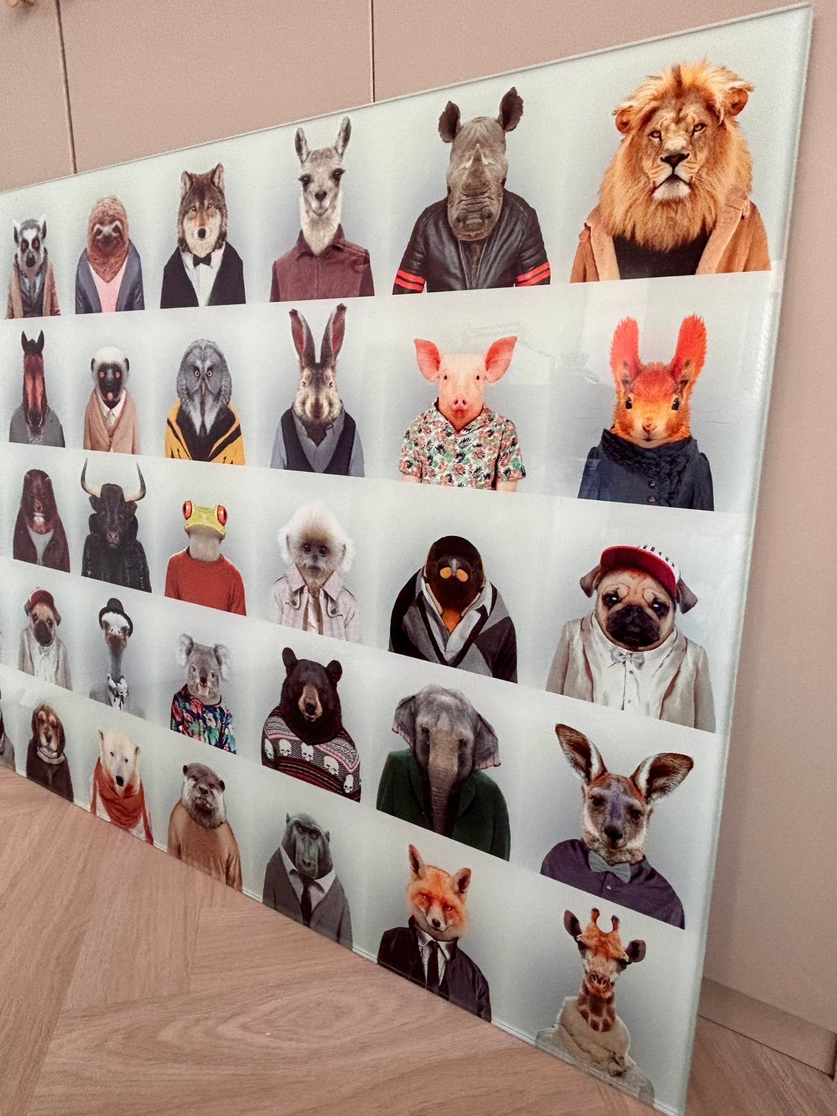 Digitale fotografie kunstwerk - 35 dieren, Huis en Inrichting, Ophalen, Zo goed als nieuw, 125 cm of meer, Foto of Poster