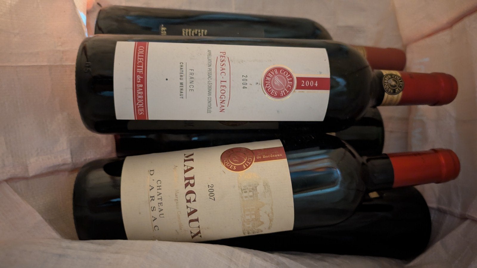 16 flessen rode wijn, waaronder Margaux en Pessac-Léognan, Ophalen, Gebruikt, Frankrijk, Rode wijn