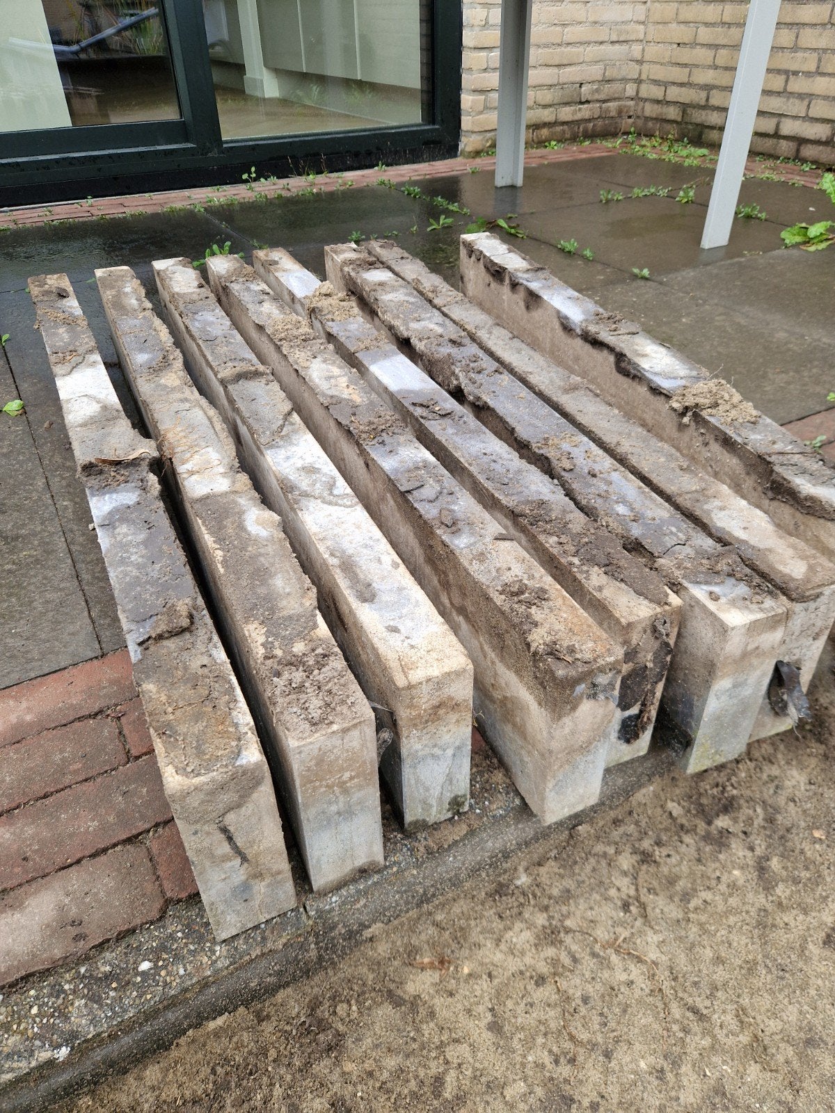 leisteen opsluitbanden voor in de tuin, Tuin en Terras, Ophalen, Gebruikt, 100 tot 200 cm, Natuursteen