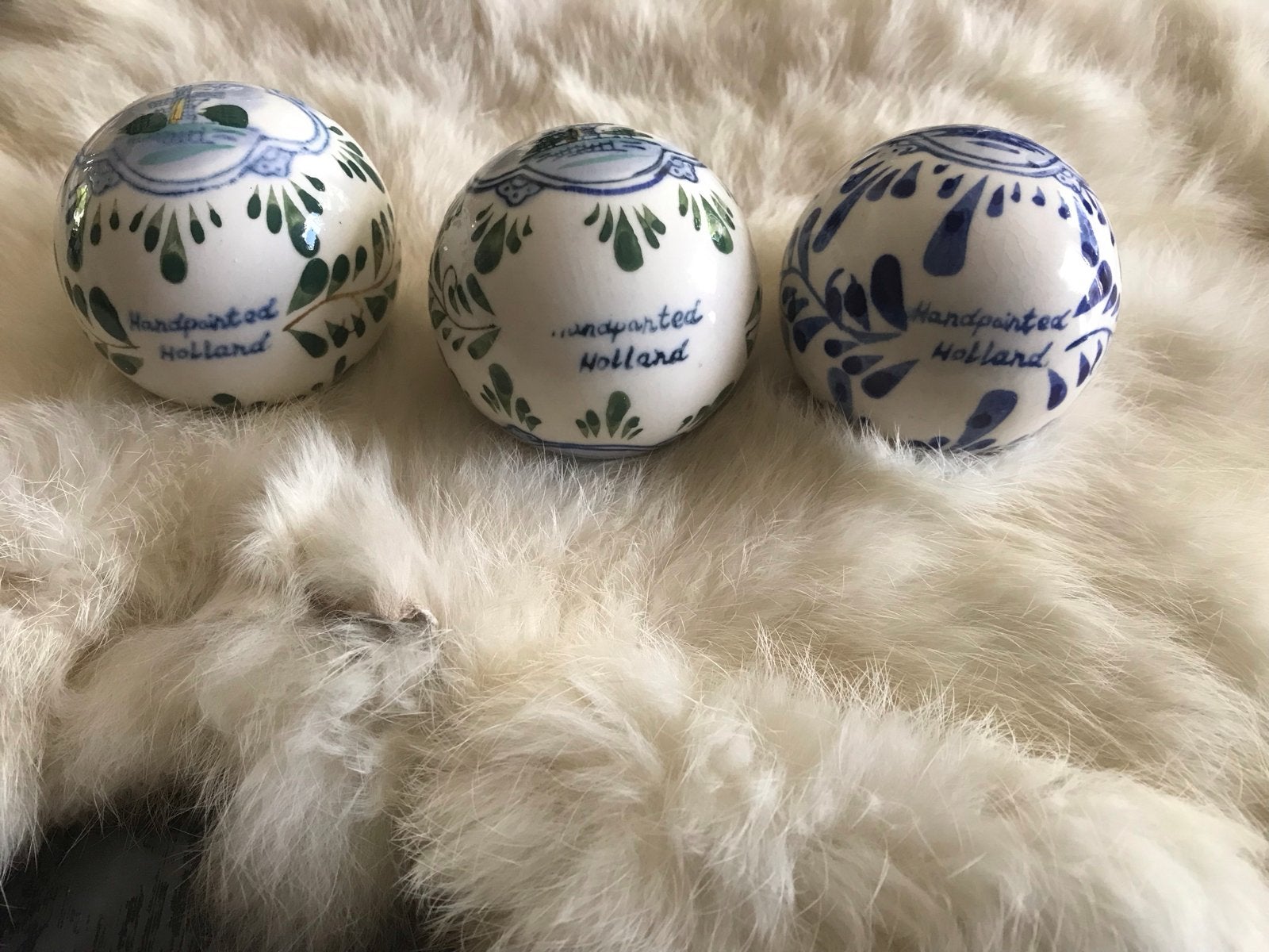 Set van 3 Delfts Blauwe Kerstballen - Handgeschilderd Hollan, Ophalen of Verzenden