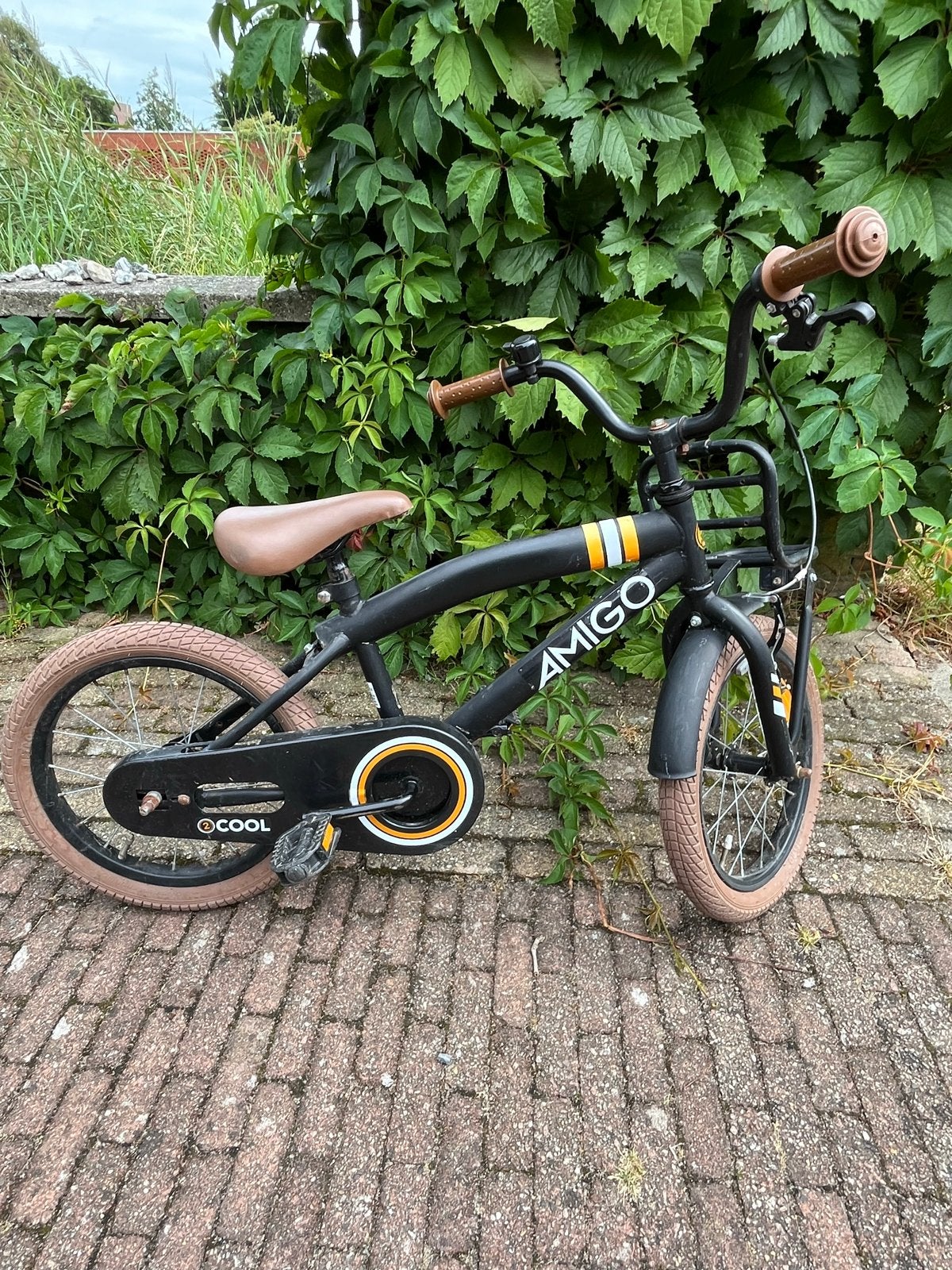 Amigo kinderfiets met kleine slag in achterwiel, Ophalen, Gebruikt, Terugtraprem, 16 tot 20 inch