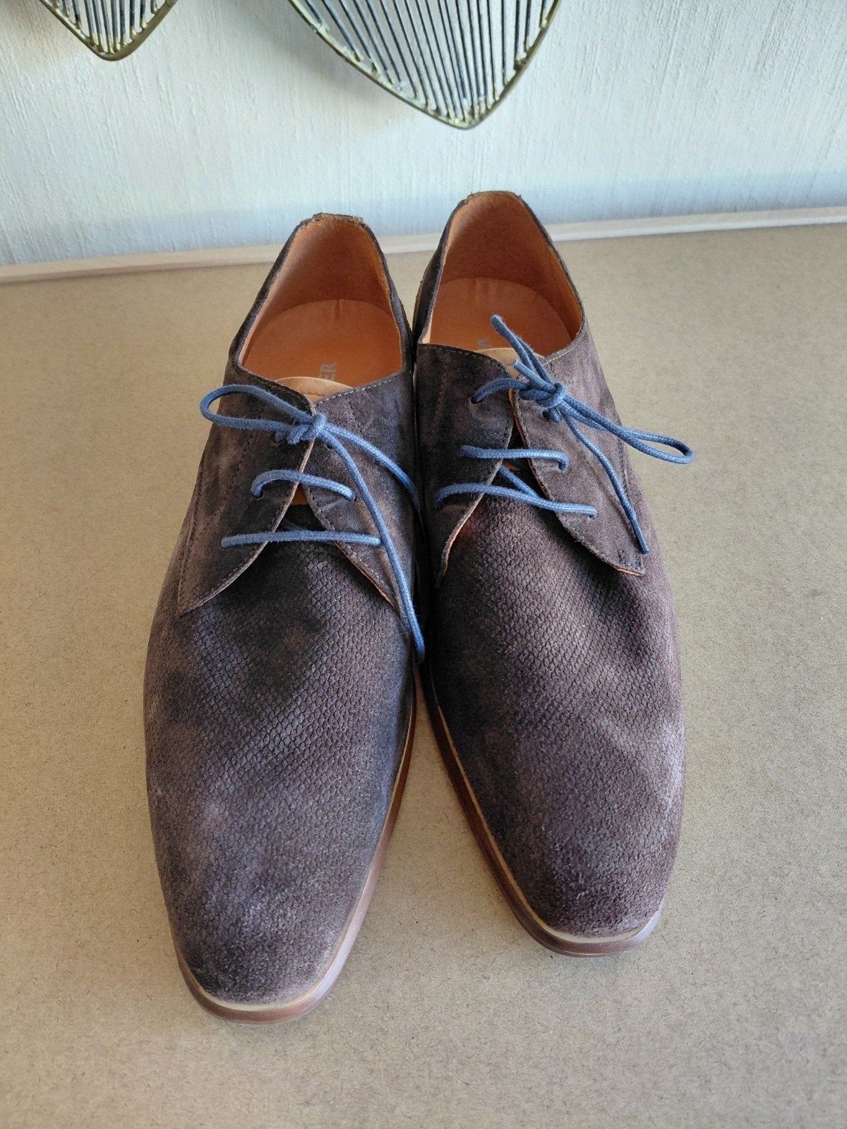 Van Lier herenschoenen - Bruin suède - Maat 44, Kleding | Heren, Schoenen, Zo goed als nieuw, Bruin, Ophalen of Verzenden