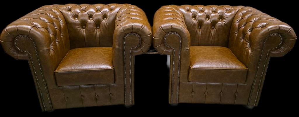 2x Luxe Chesterfield fauteuil - Showroommodel, Huis en Inrichting, Fauteuils, ., Klassiek, Nieuw, Ophalen of Verzenden