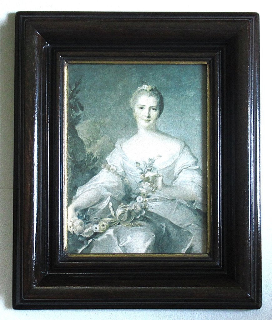Vintage mahoniehouten schilderijlijst met glas., Ophalen of Verzenden, Glas, Met glas, Schilderijlijst