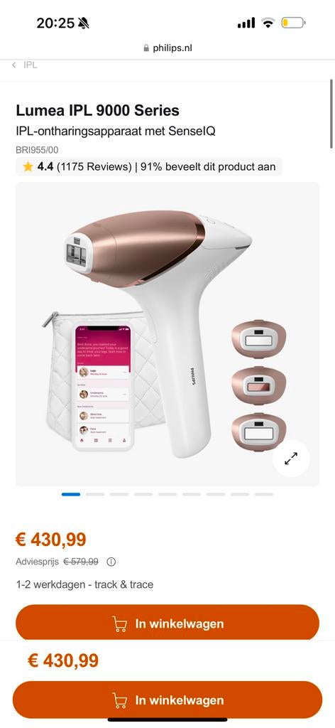 Philips Lumea Laser 9000, Ophalen of Verzenden, Zo goed als nieuw, Scheren en Epileren