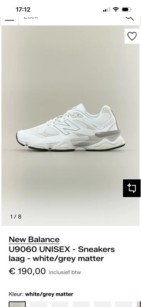 Witte new balance zgan maat 36, Ophalen of Verzenden, Zo goed als nieuw, Jongen of Meisje, Schoenen