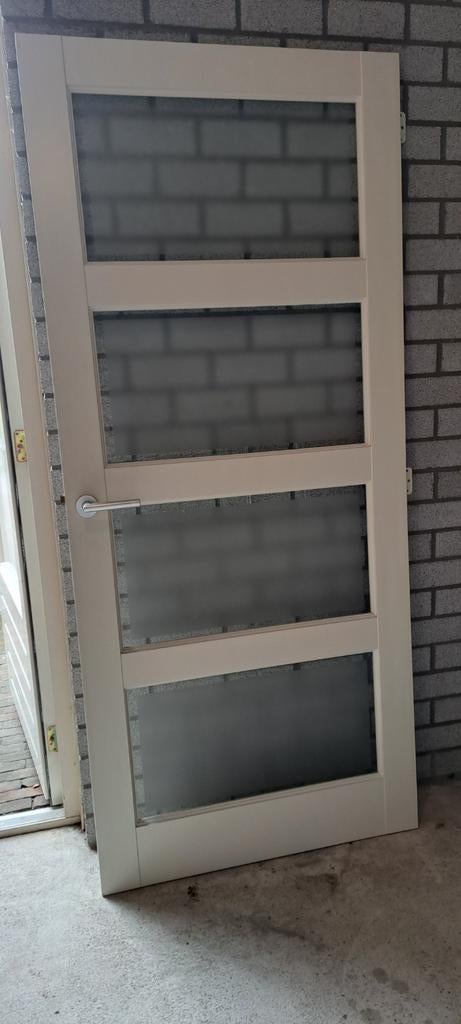 Stompe binnendeur linksdraaiend met facetglas 210.5x93cm, Ophalen, Gebruikt, 80 tot 100 cm, Binnendeur