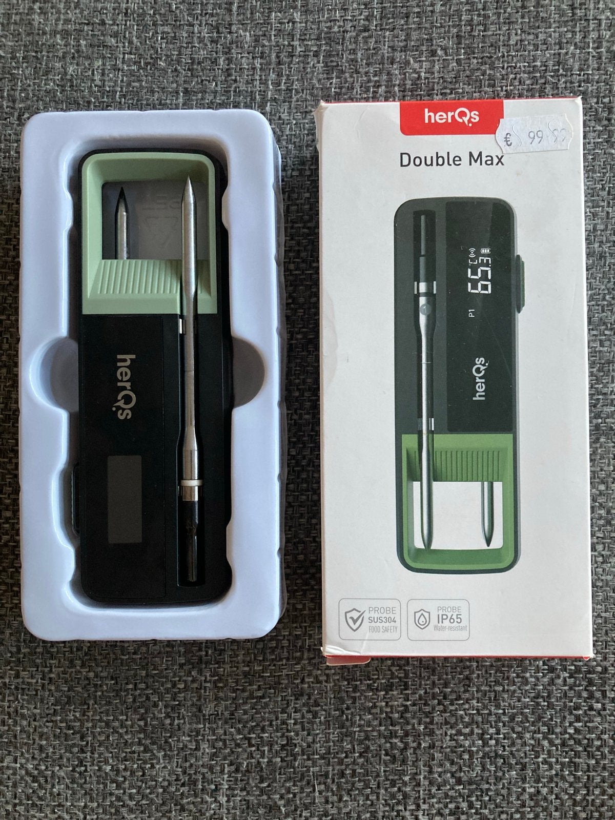 HerQs Double Max Draadloze thermometer, Overige typen, Ophalen of Verzenden, Zo goed als nieuw, Zwart