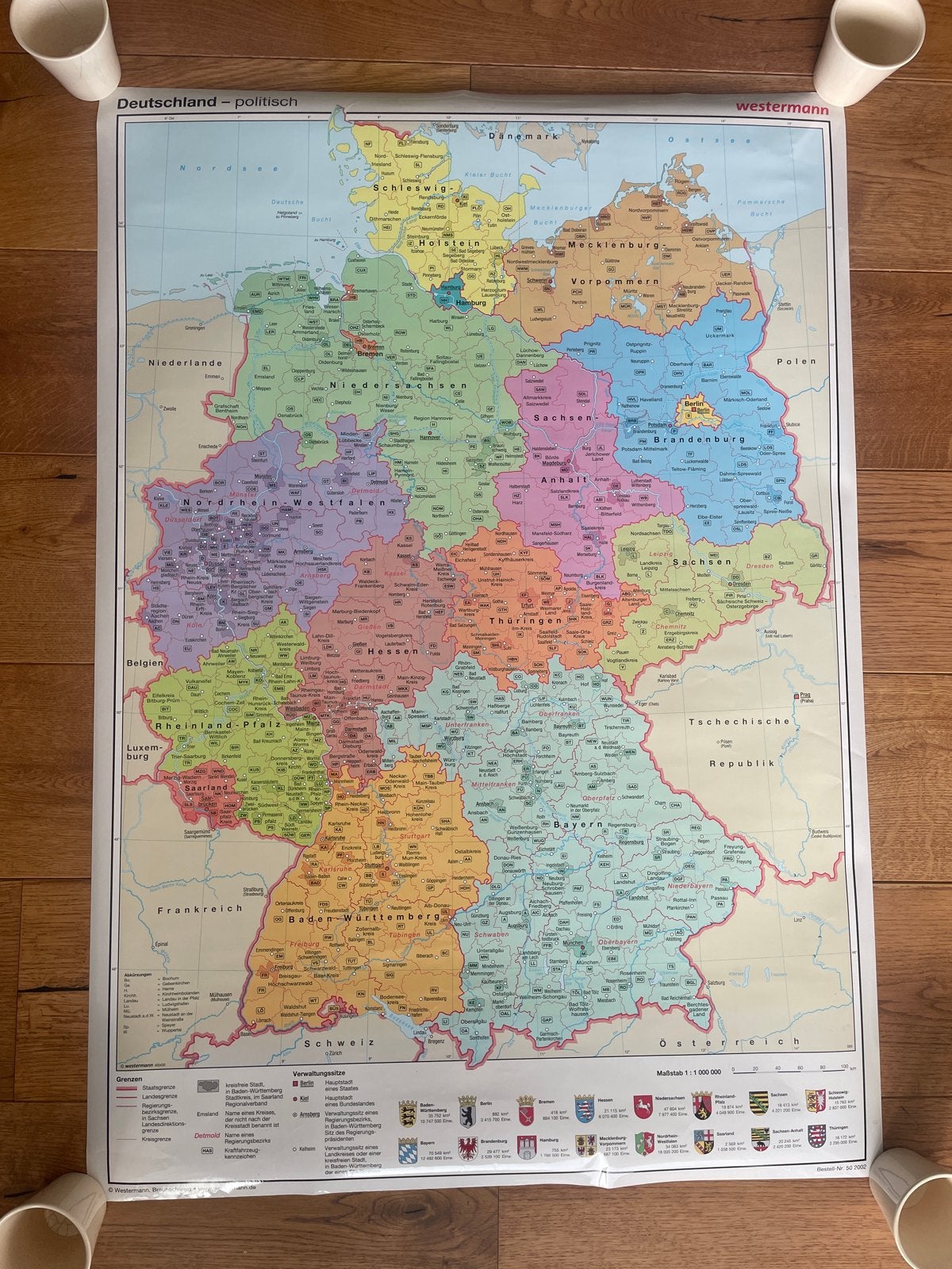 Grote landkaart van Duitsland - Westermann, 2000 tot heden, Ophalen of Verzenden, Duitsland, Landkaart