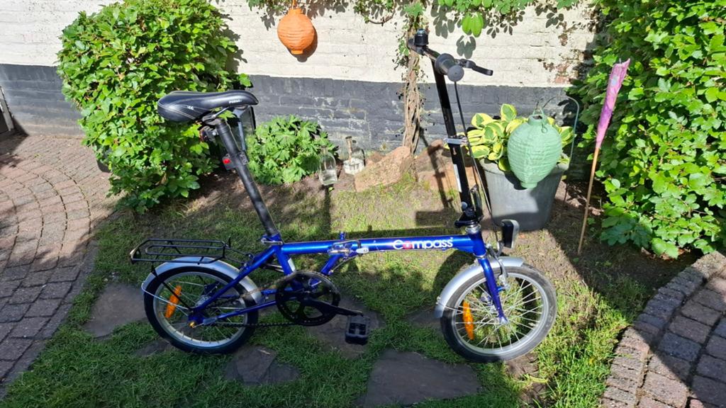 Mooie, goede, compacte compass vouwfiets!, Fietsen en Brommers, Fietsen | Vouwfietsen, Terugtraprem, Gebruikt, 16 tot 18 inch