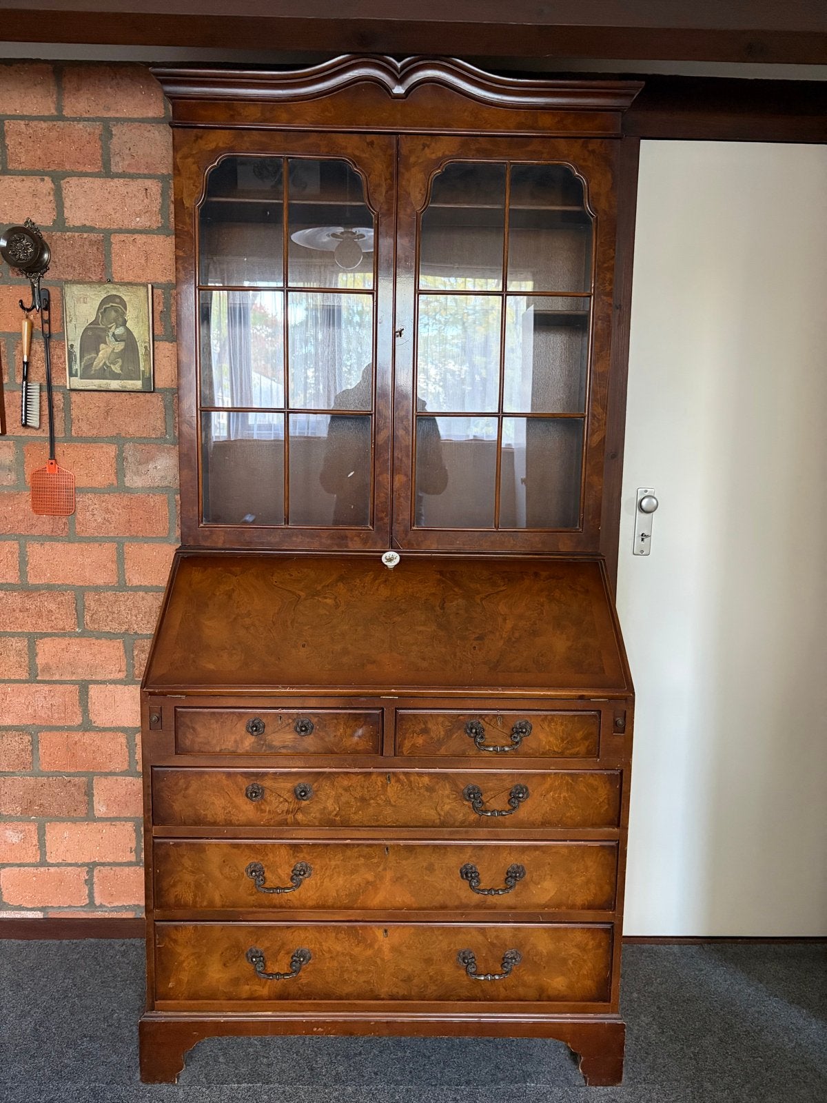 Antiek Bureau met Vitrinekast - Klassiek Hout, Ophalen