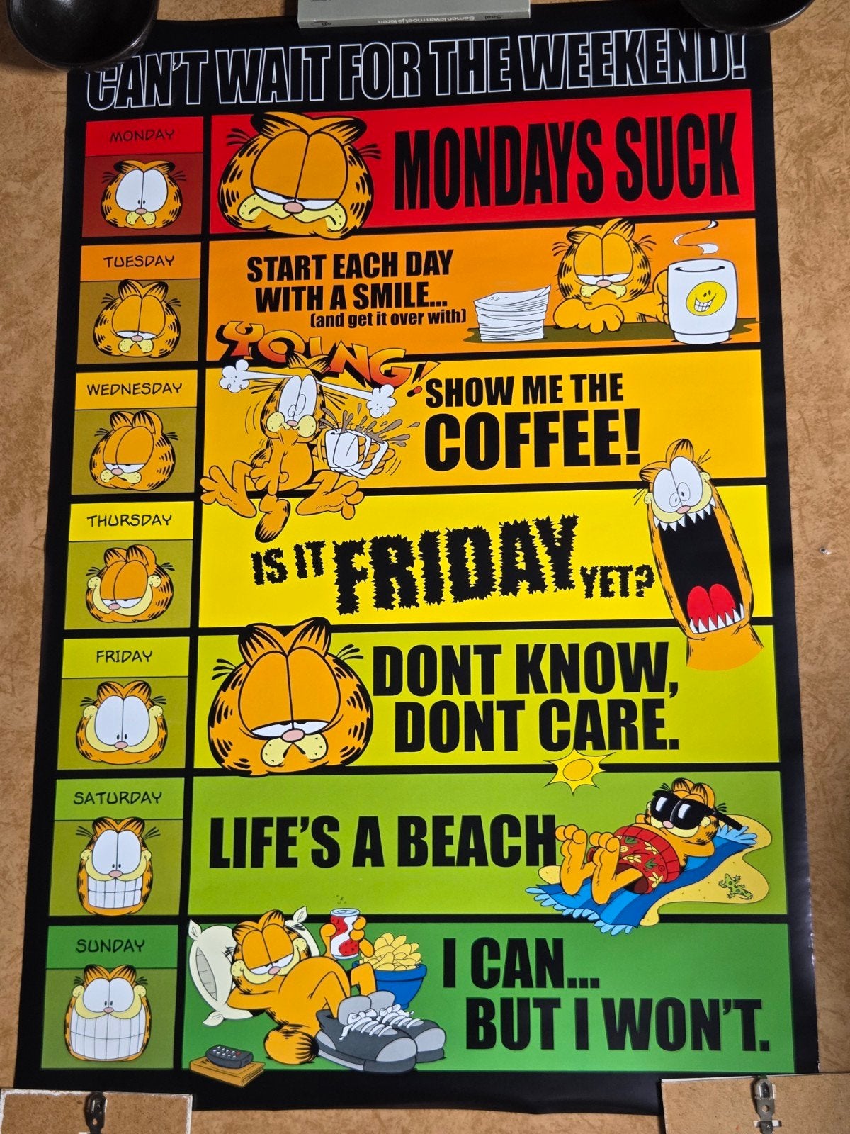 Garfield - 'Can't Wait for the Weekend' Poster - 91x61cm, Deurposter of groter, Ophalen of Verzenden, Overige onderwerpen, Rechthoekig Staand