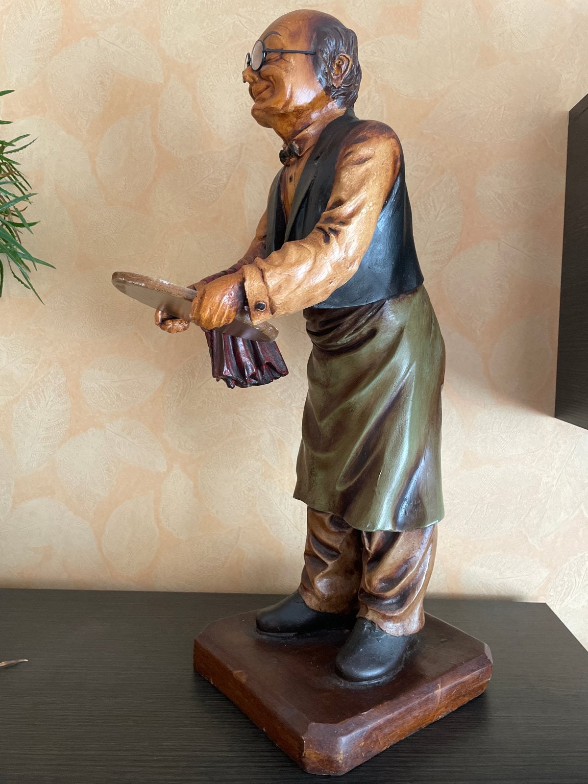 Vintage Ober Beeld 67 cm  Tof voor Horeca / Mancave, Handgemaakt, Overige materialen, Beeld, Klassiek