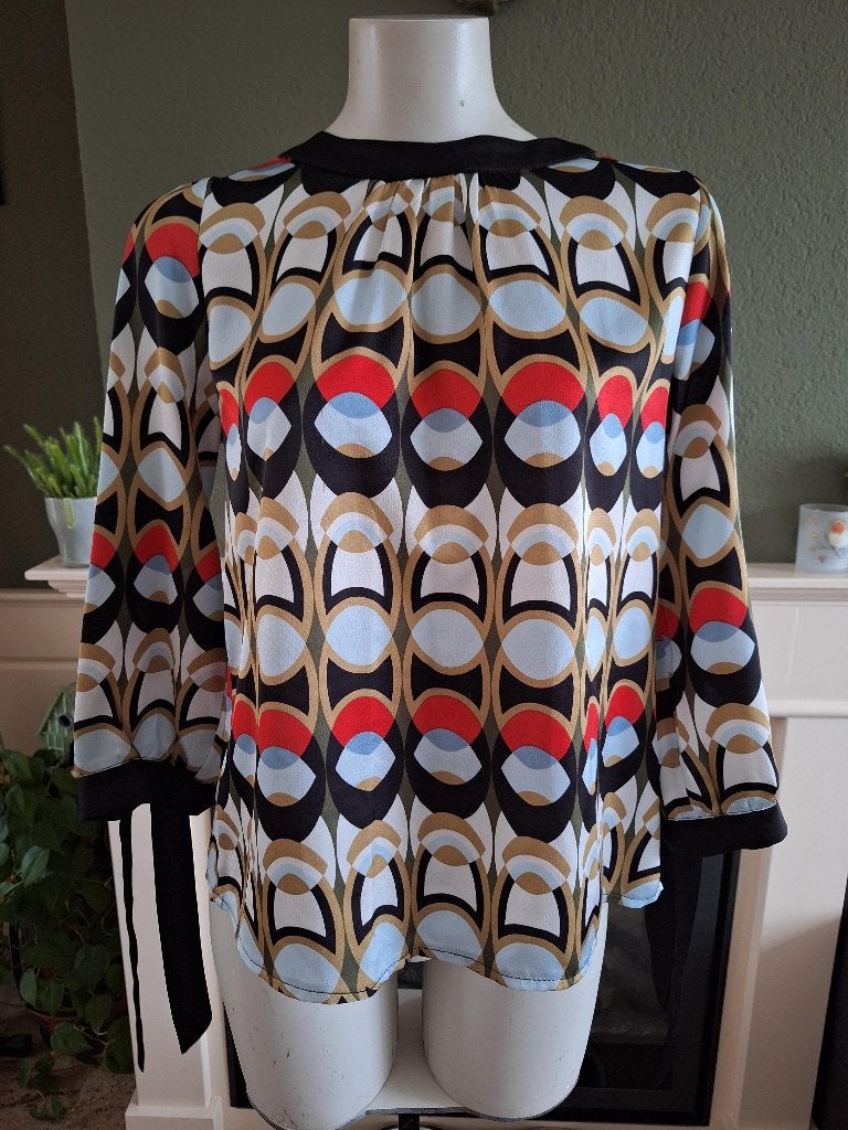 Akoz Paris nette retro top m 38 40, Maat 38/40 (M), Akoz, Zo goed als nieuw, Lange mouw