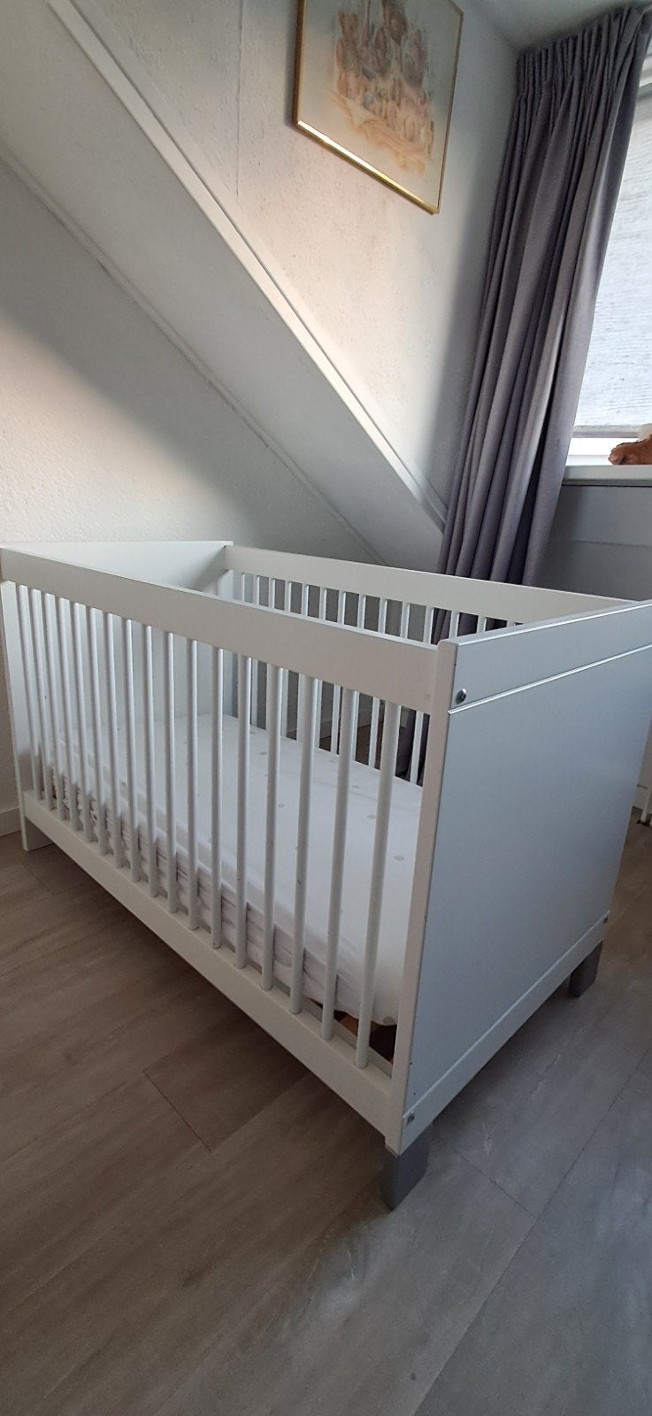Wit ledikant met matras, Ophalen of Verzenden, Gebruikt, Ledikant