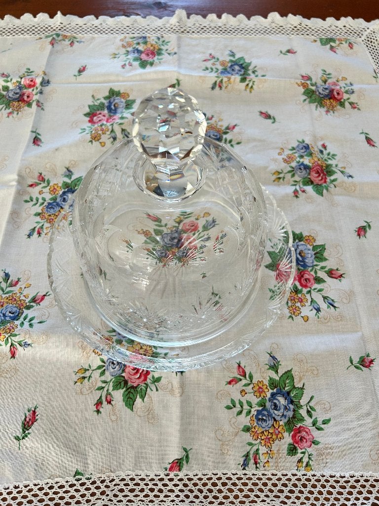Vintage kristallen bonbonnière, Huis en Inrichting, Glas, Ophalen of Verzenden, Zo goed als nieuw, Met deksel
