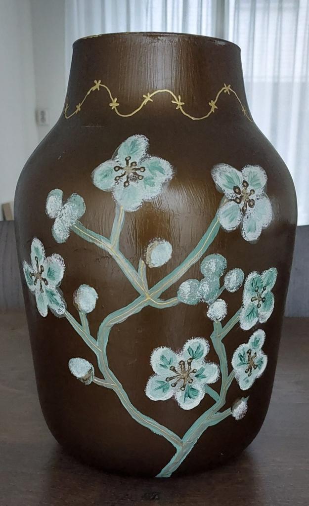 vaas in de stijl van Van Gogh amandelbloesem, Ophalen of Verzenden, Minder dan 50 cm