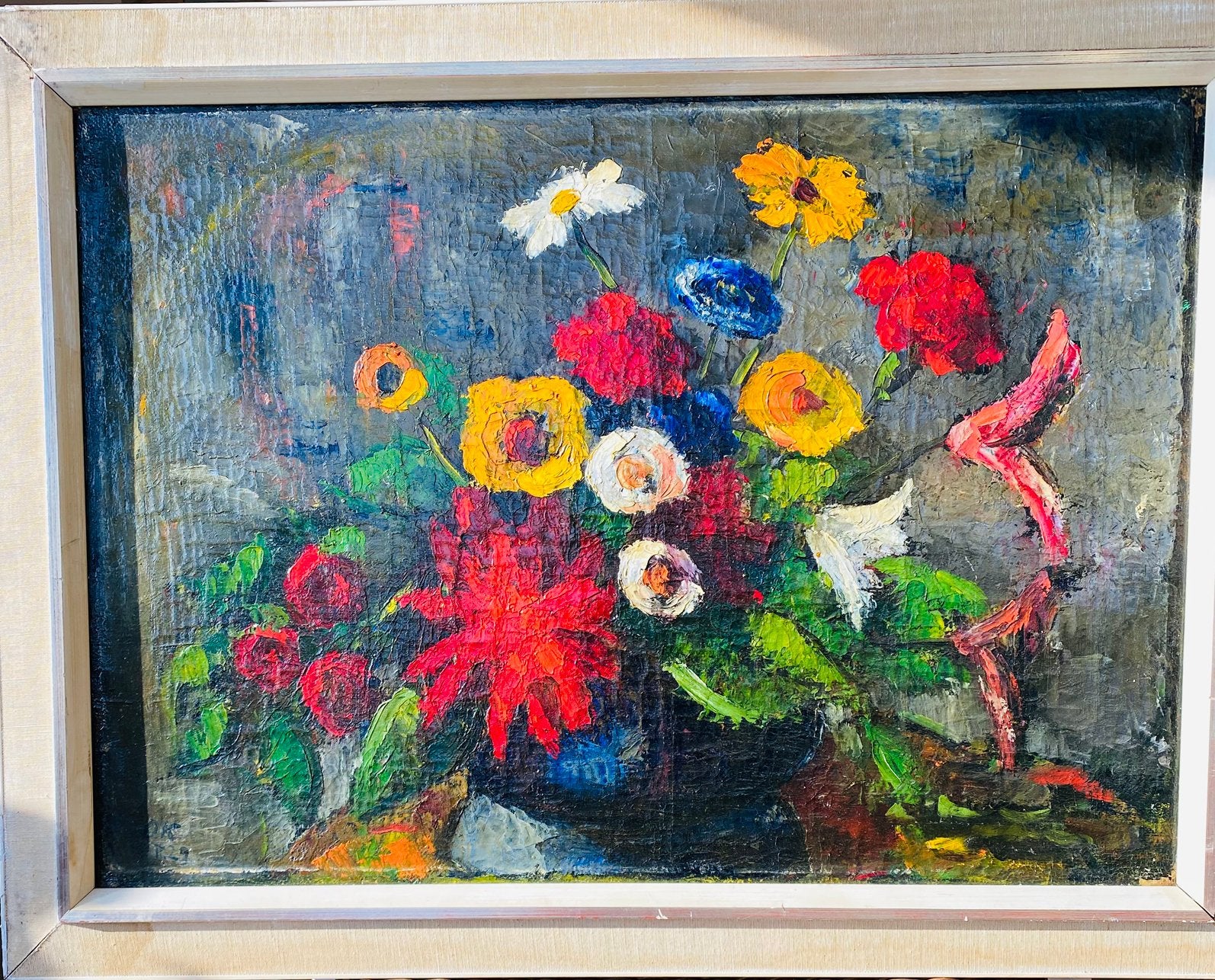 Expressief olieverf schilderij van stilleven, Antiek en Kunst, Ophalen of Verzenden