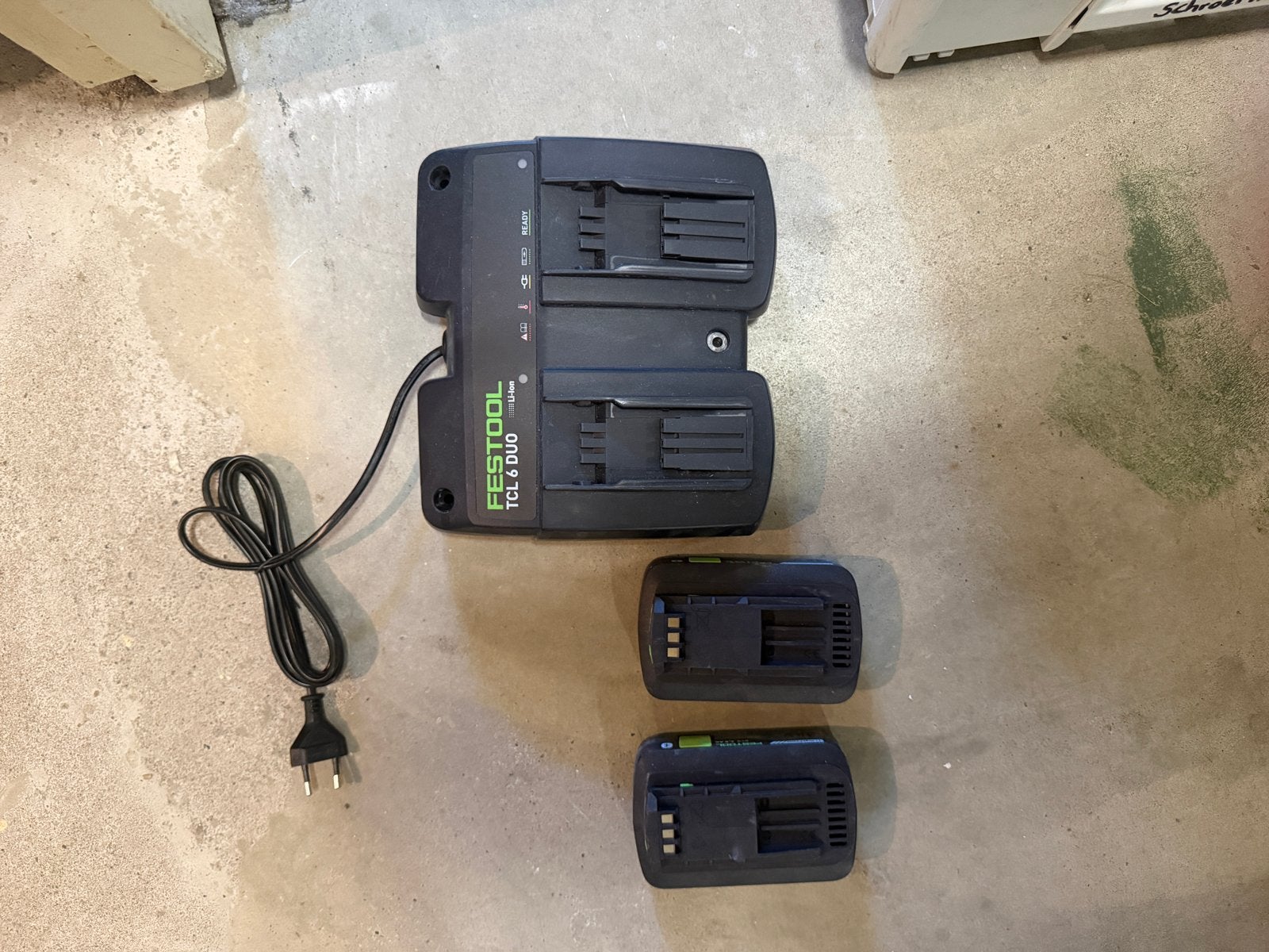 Festool TCL 6 DUO Oplader met 2x 18V Accu's, Ophalen of Verzenden, Gebruikt, Overige typen