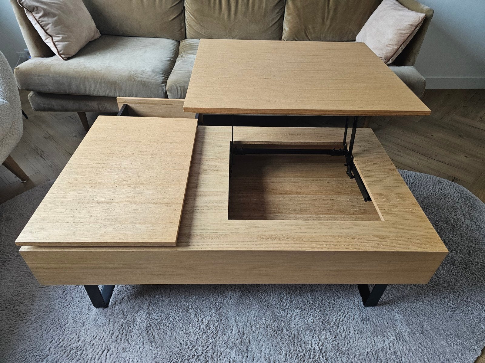 Salontafel met uitschuifbaar blad en opbergruimte, Huis en Inrichting, Ophalen, 50 – 75, 50 tot 100 cm, Zo goed als nieuw