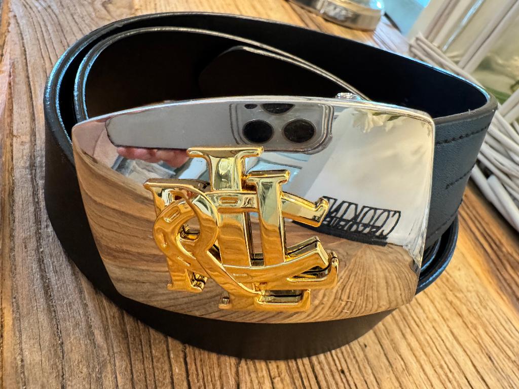 Nieuwe Zwarte dames riem Gold Logo RL, 36-38/S/80cm, Kleding | Dames, Riemen en Ceinturen, 80 tot 90 cm, 3 tot 5 cm, Verzenden