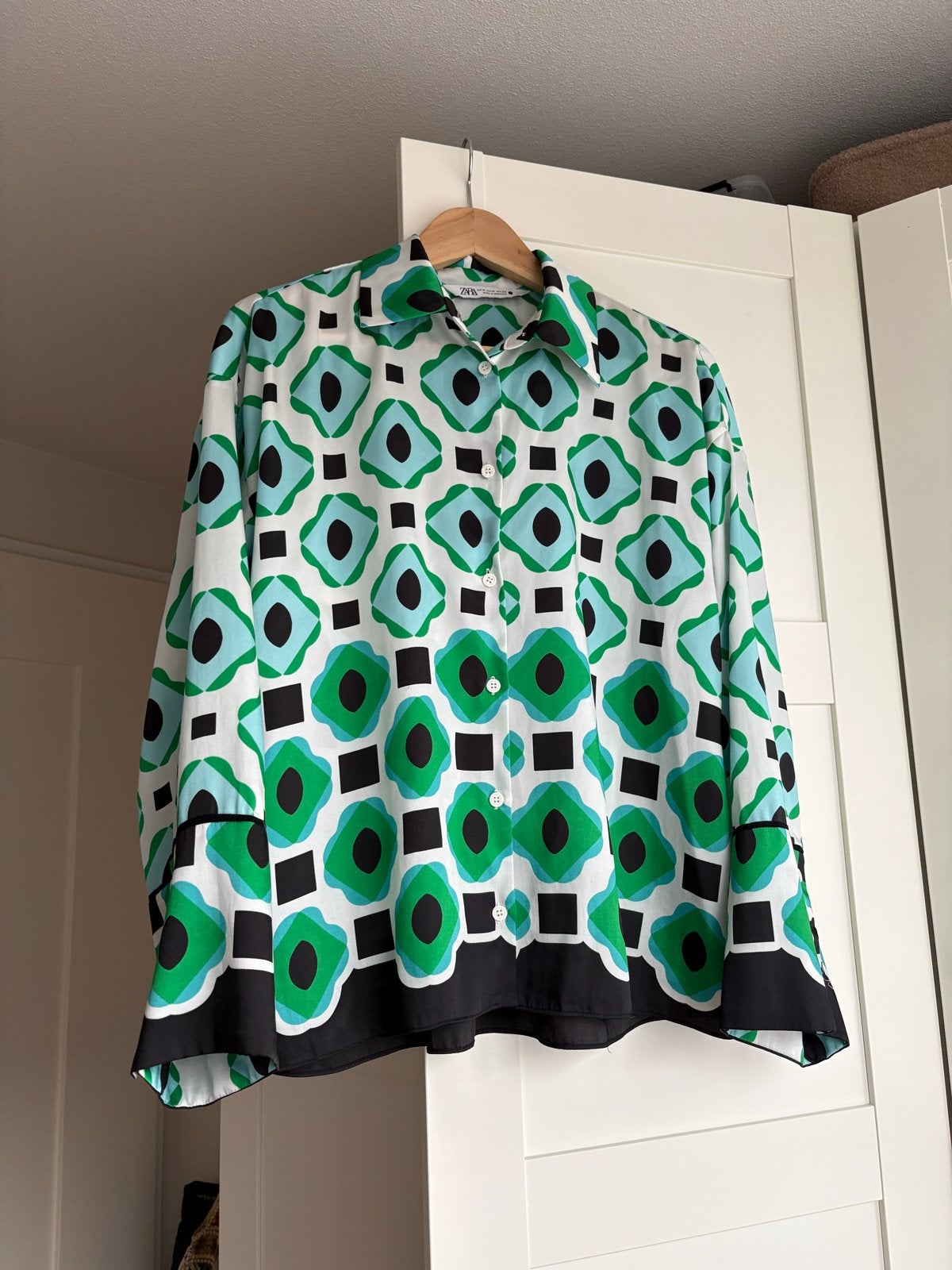 Zara Blouse met Geometrische Print - Maat M, Ophalen of Verzenden, Zo goed als nieuw, Maat 38/40 (M), Meerkleurig