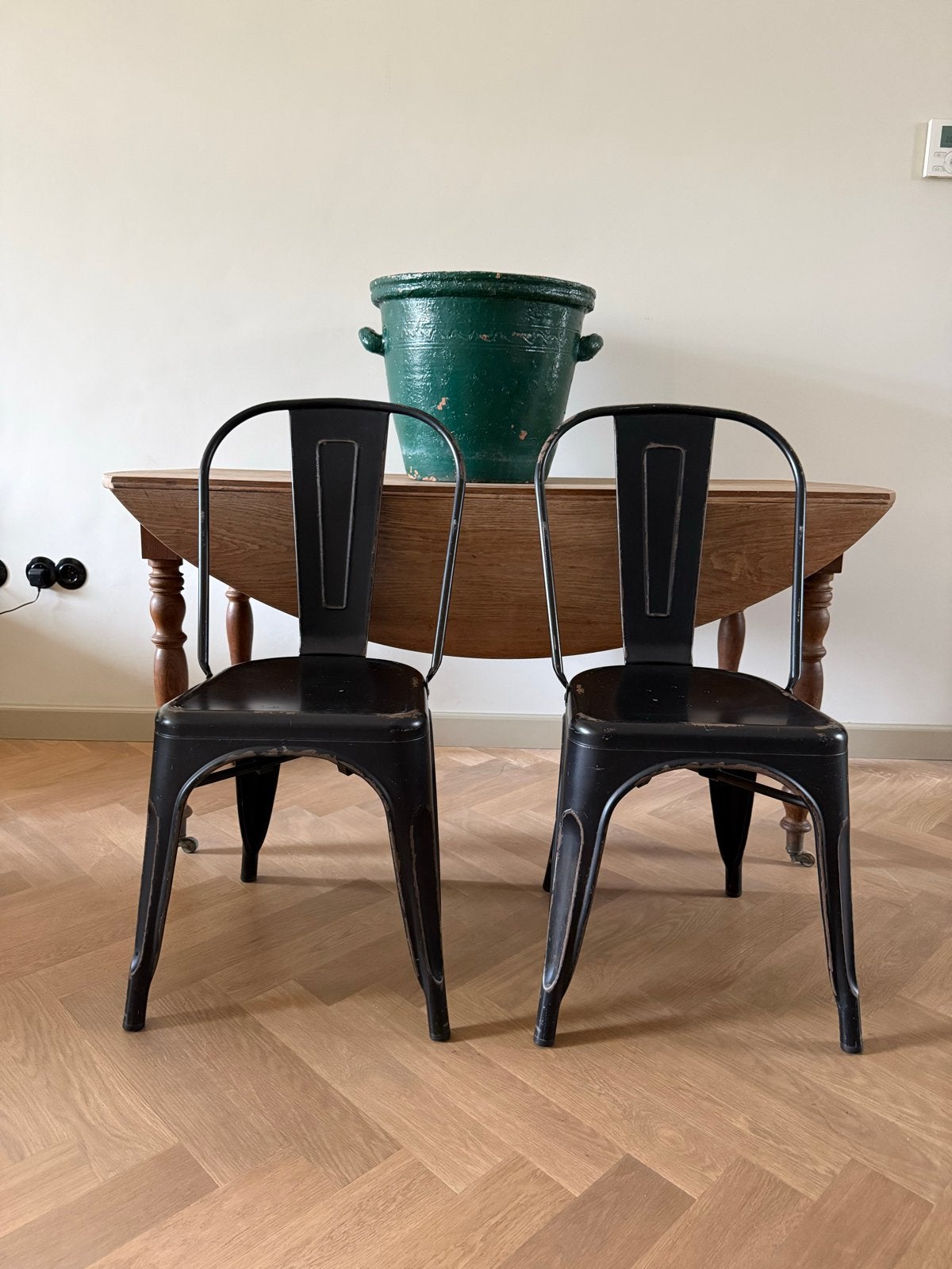 Set van 2 Vintage Tolix Stoelen - Zwart Metaal, Ophalen