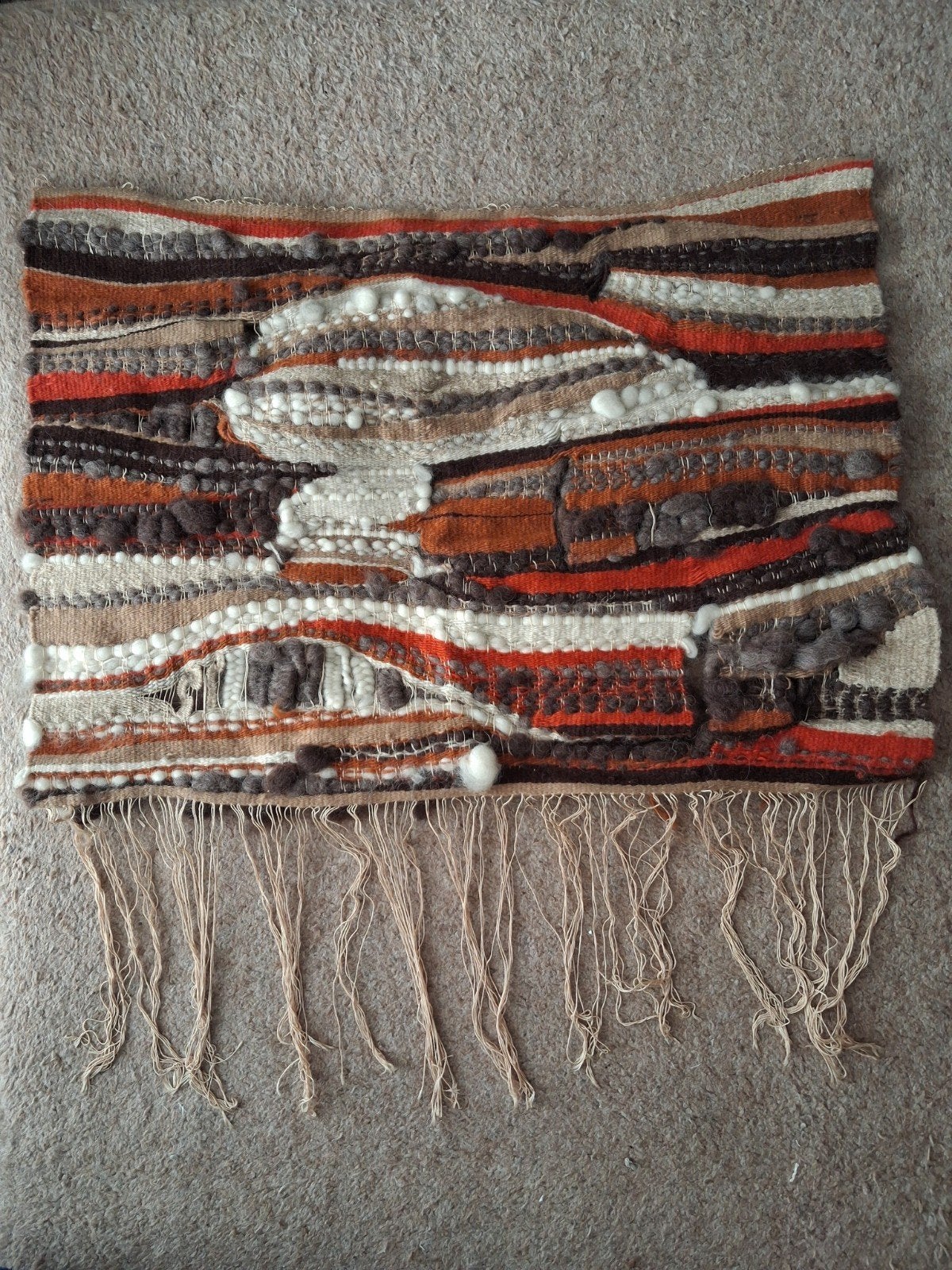Handgeweven wandkleed, diverse soorten wol, 70x50cm., 70 cm, Meerkleurig, Wandkleed, Ophalen of Verzenden