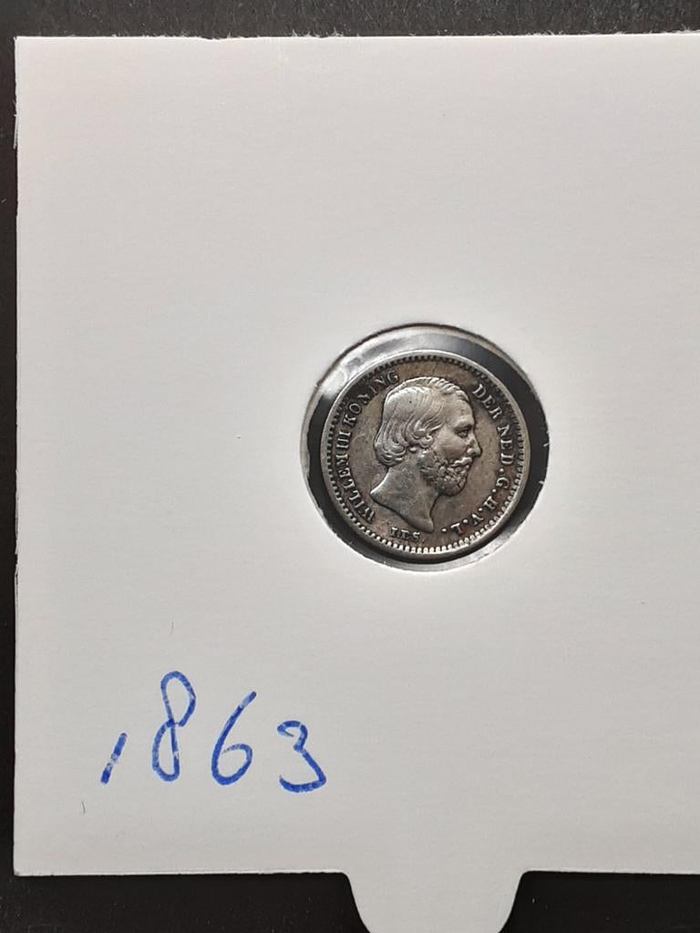 5 cent 1863 koning Willem III, Koning Willem III, Zilver, Ophalen of Verzenden, Losse munt
