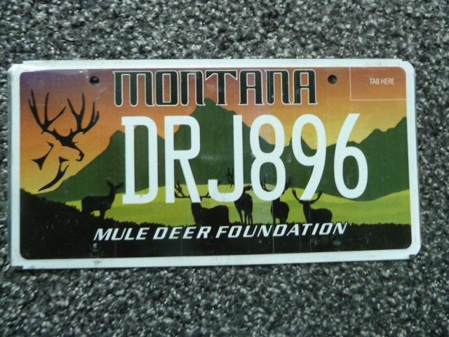 Kentekenplaat licenseplate Montana Mule Deer Foundation USA, Verzenden, Gebruikt, Auto's