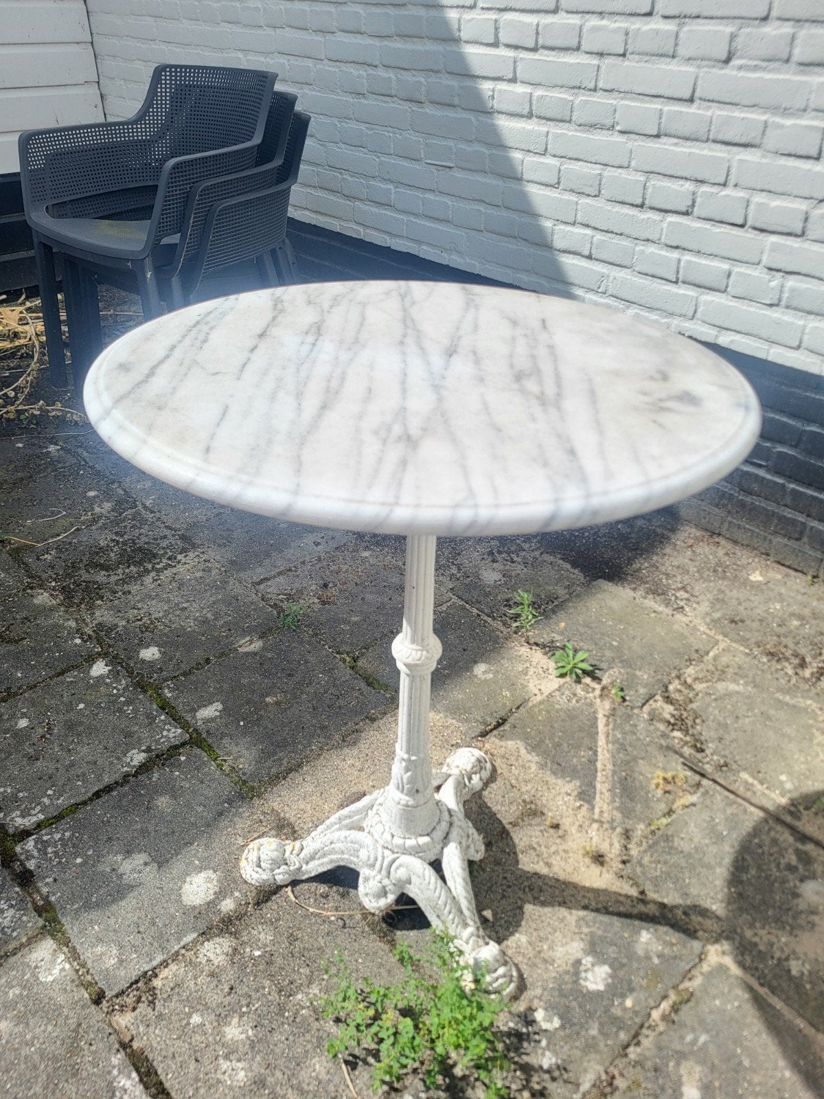 Ronde marmeren tuintafel - zwaar en stevig, Ophalen