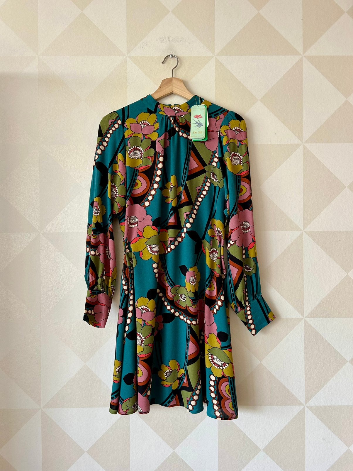 King Louie Sandy Dress jurk groen retro S/36 NIEUW, Nieuw, Ophalen of Verzenden, King Louie, Maat 36 (S)