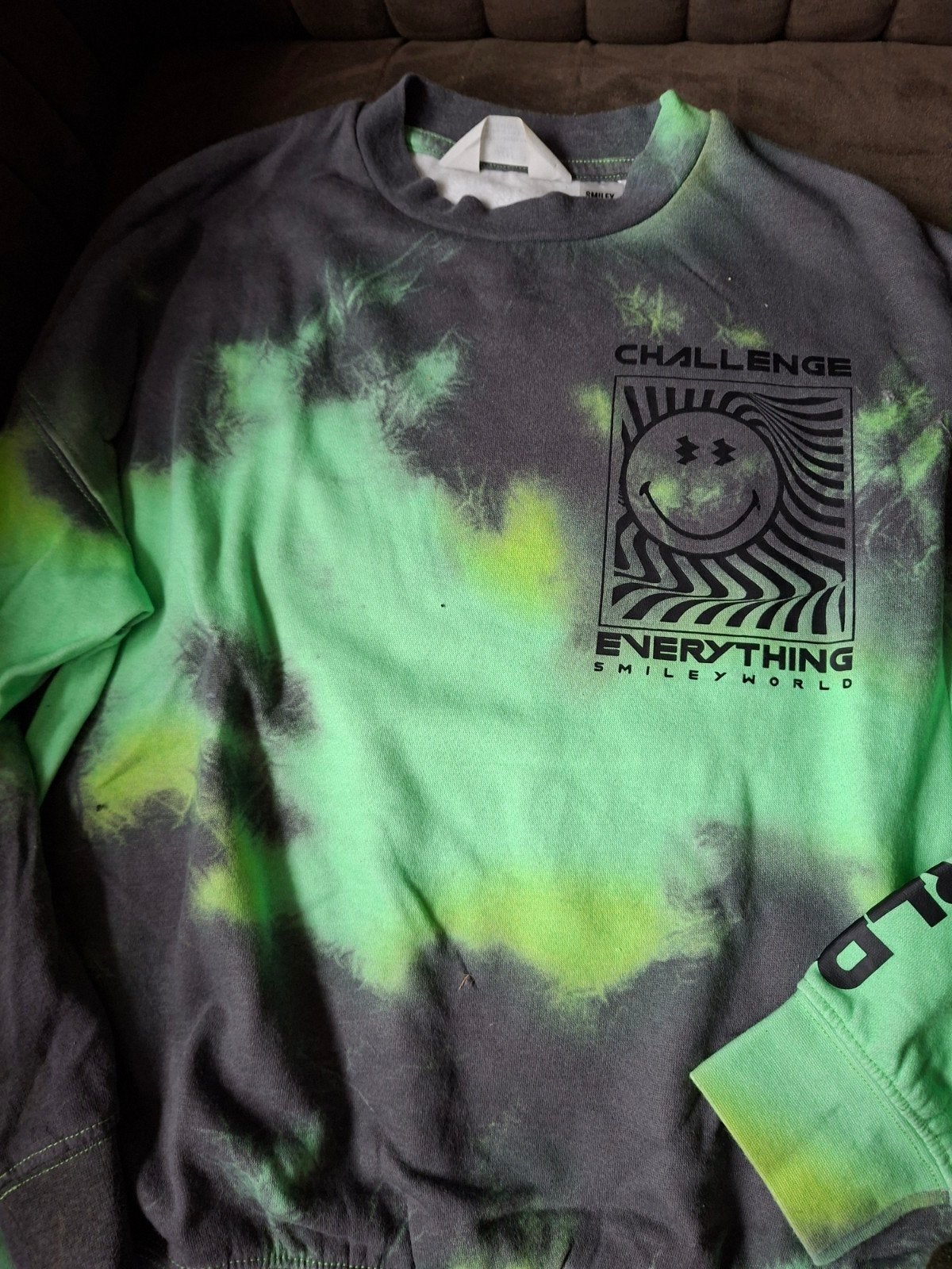 Stoere trui maat 134-140 met tie-dye en smiley print, Ophalen, Gebruikt, Jongen of Meisje, Trui of Vest