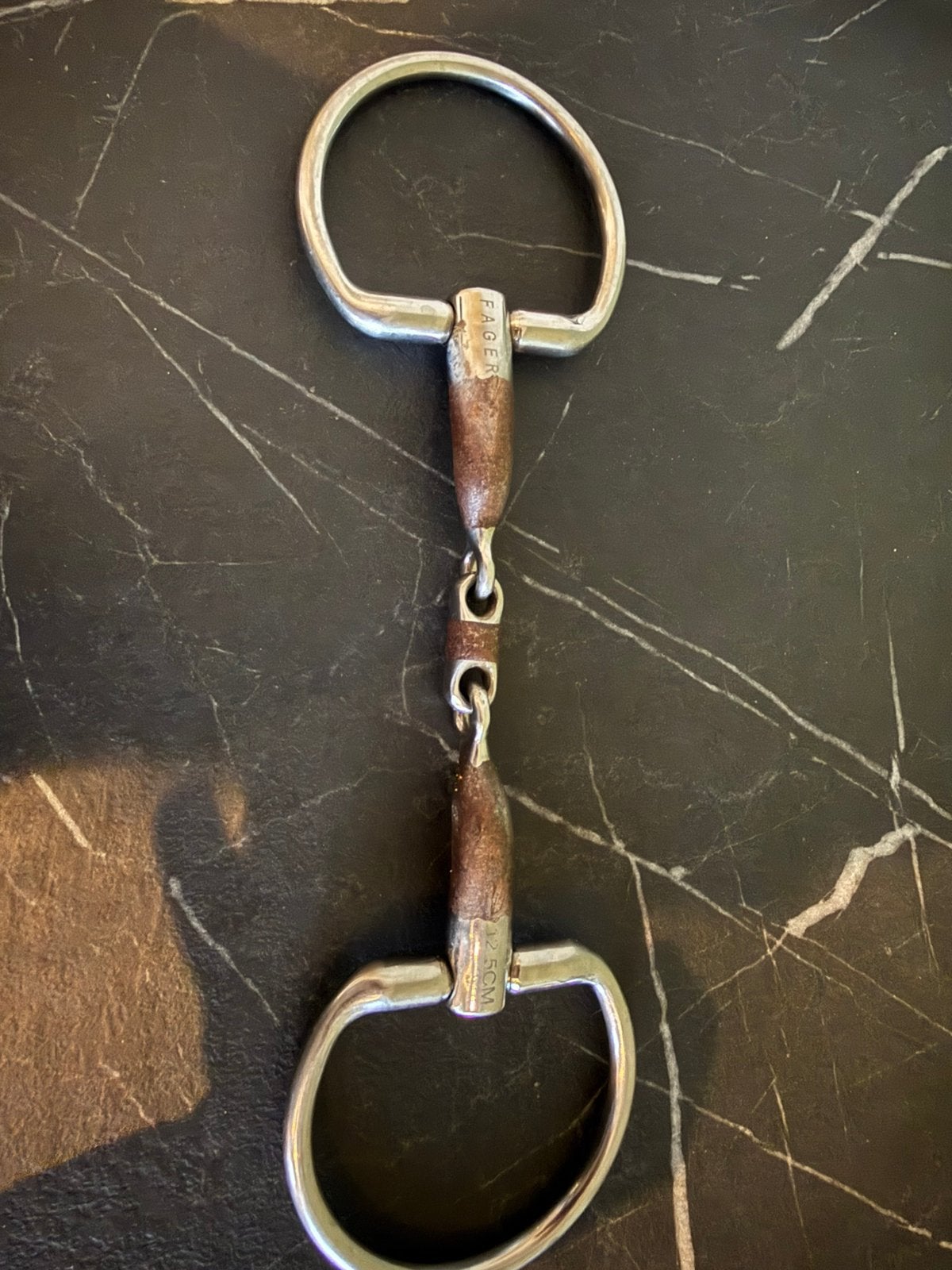Fager dubbelgebroken trens bit 12.5cm, Gebruikt, Ophalen of Verzenden, Bit, Full