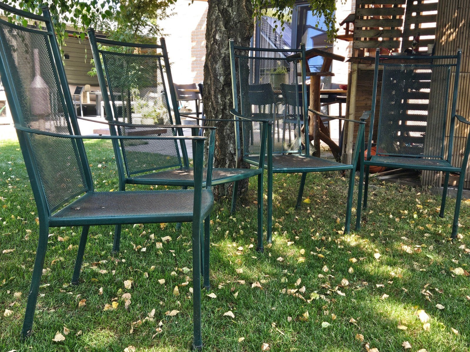 Metalen tuinstoelen (4 stuks) - Groen, Tuin en Terras, Ophalen, Gebruikt, Metaal
