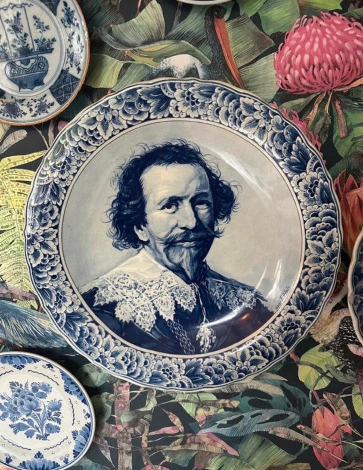 Delfts blauw bord Westraven - Frans Hals portret, Ophalen of Verzenden