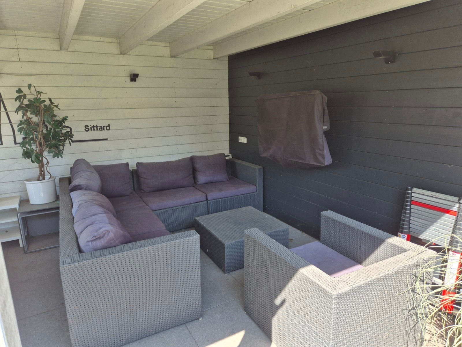Loungeset met losse stoel en tafel, Tuin en Terras, Tuinsets en Loungesets, Ophalen, Gebruikt, 6 zitplaatsen, Bank