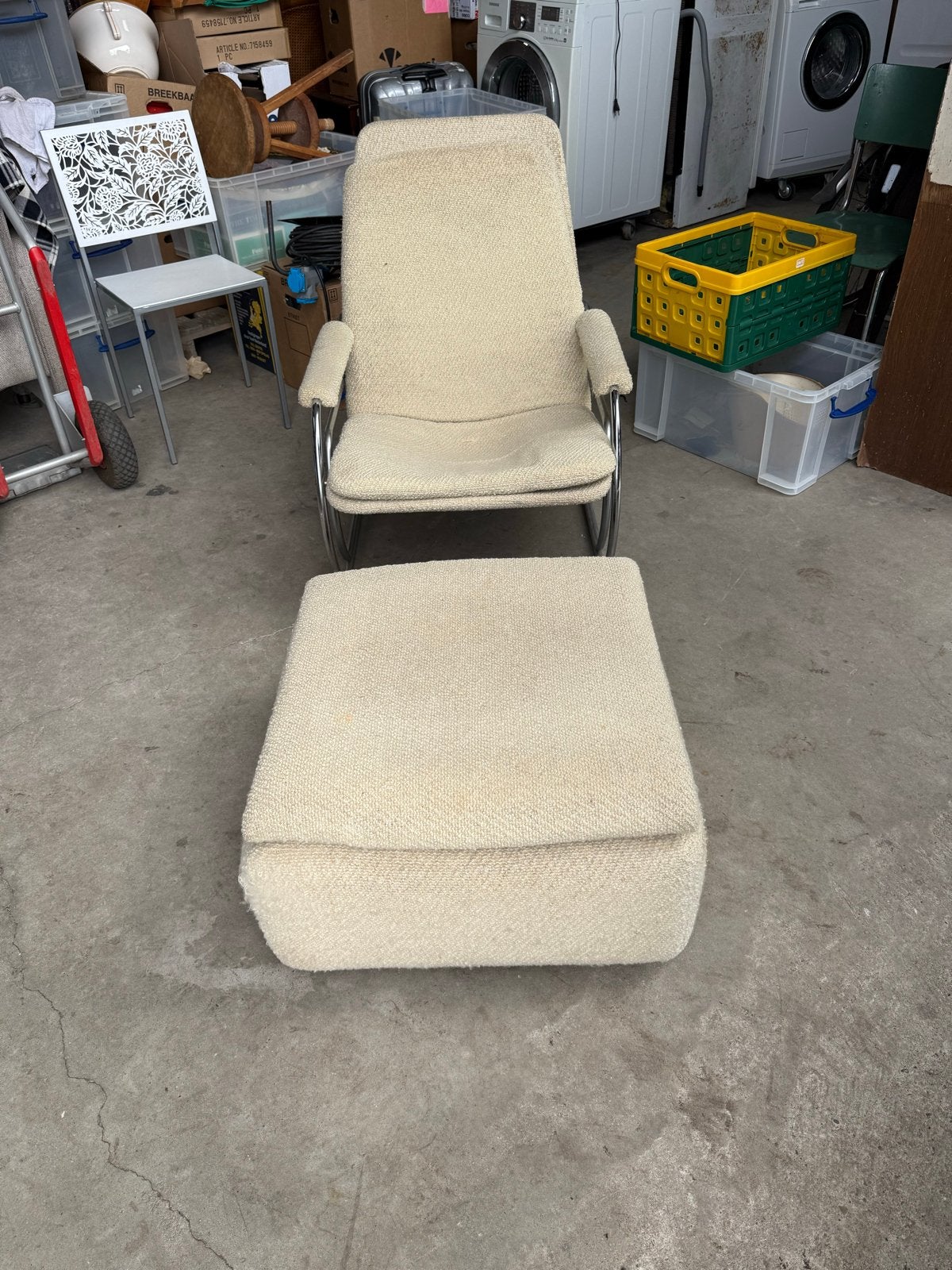 Vintage Gelderland fauteuil met hokker, Gebruikt, ., Vintage, 75 tot 100 cm
