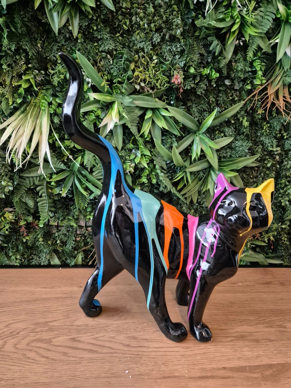 Kleurrijke Kat Sierbeeld 50cm - Polyester - Binnen & Buiten, Ophalen, Meerkleurig, Nieuw, Kunststof