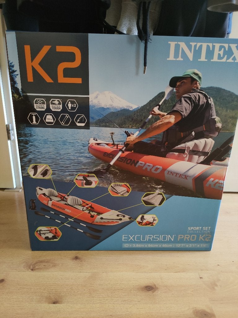 Intex Excursion Pro K2 opblaasbare kayak compleet!, Watersport en Boten, Ophalen, Opblaasbaar, Gebruikt, 2-persoons
