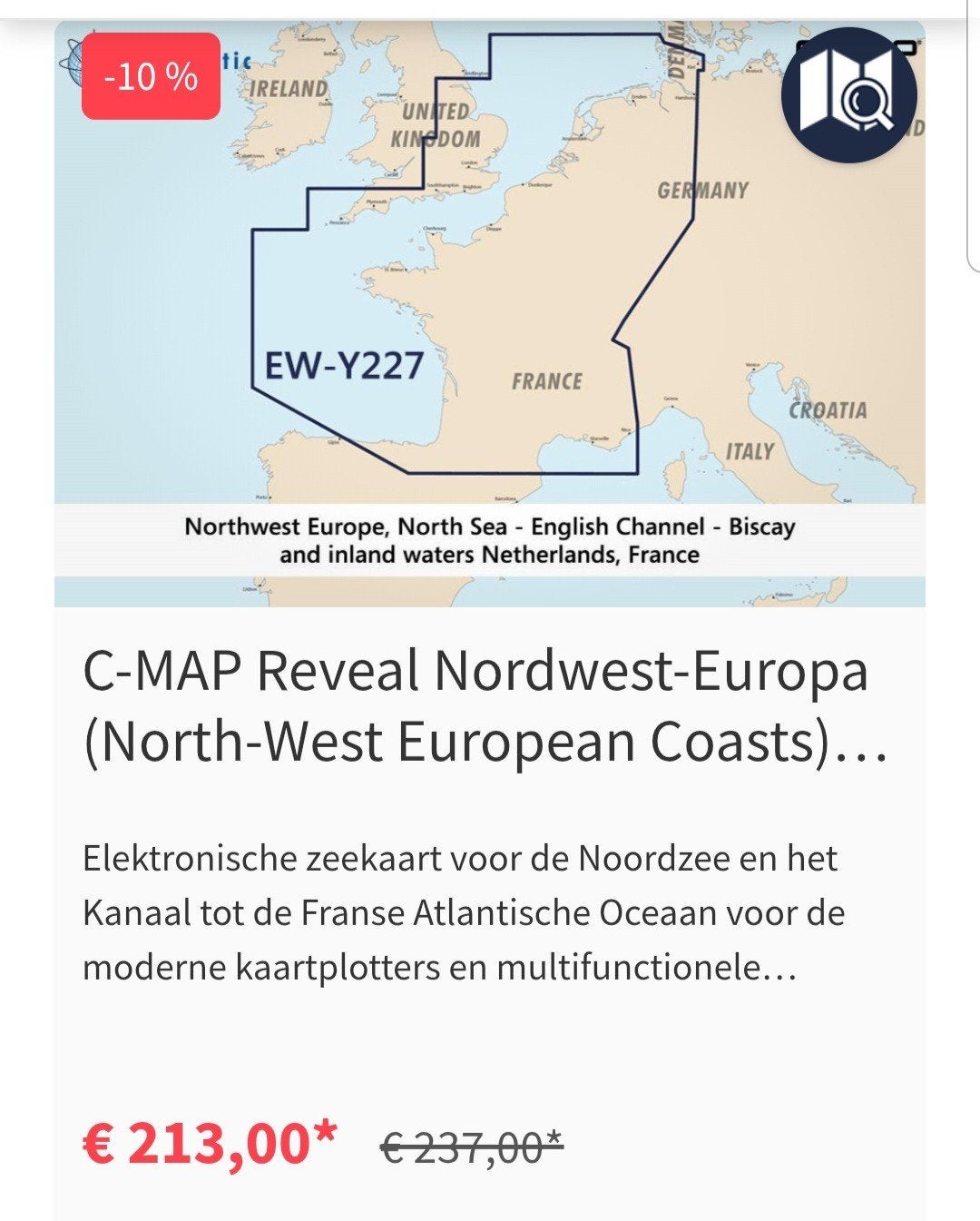 C map north west europe Nederland België Frankrijk Duitsland, Watersport en Boten, Ophalen of Verzenden, Zo goed als nieuw