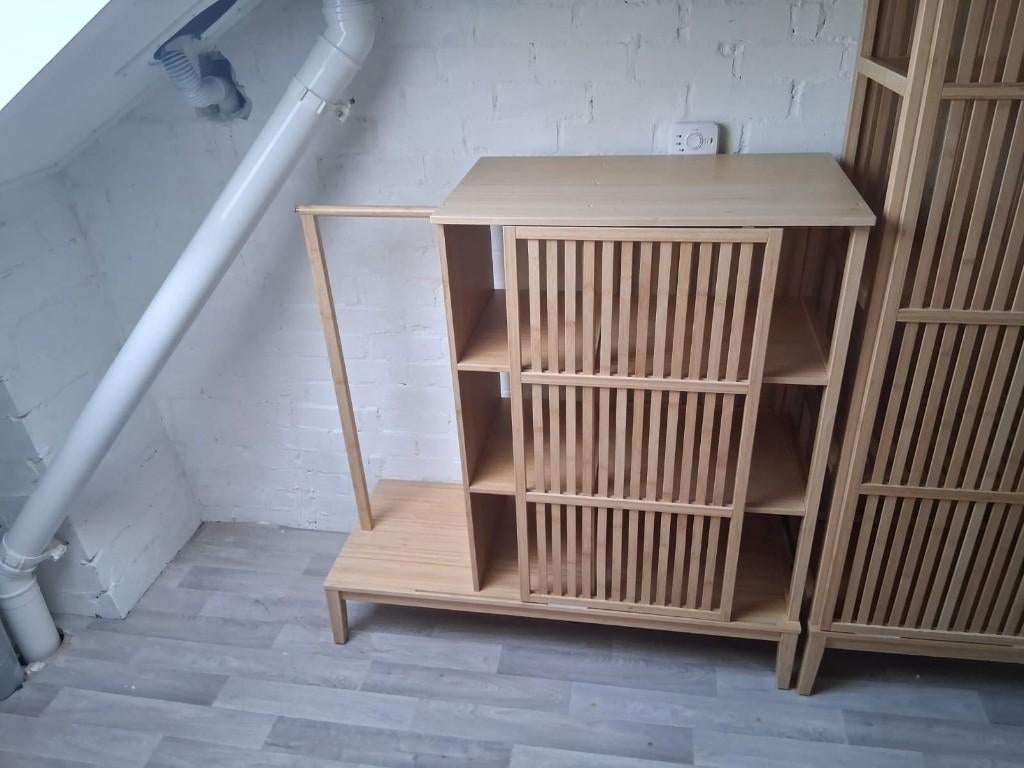 Kledingkast bamboe, Ophalen, 100 tot 150 cm, 100 tot 150 cm, Zo goed als nieuw